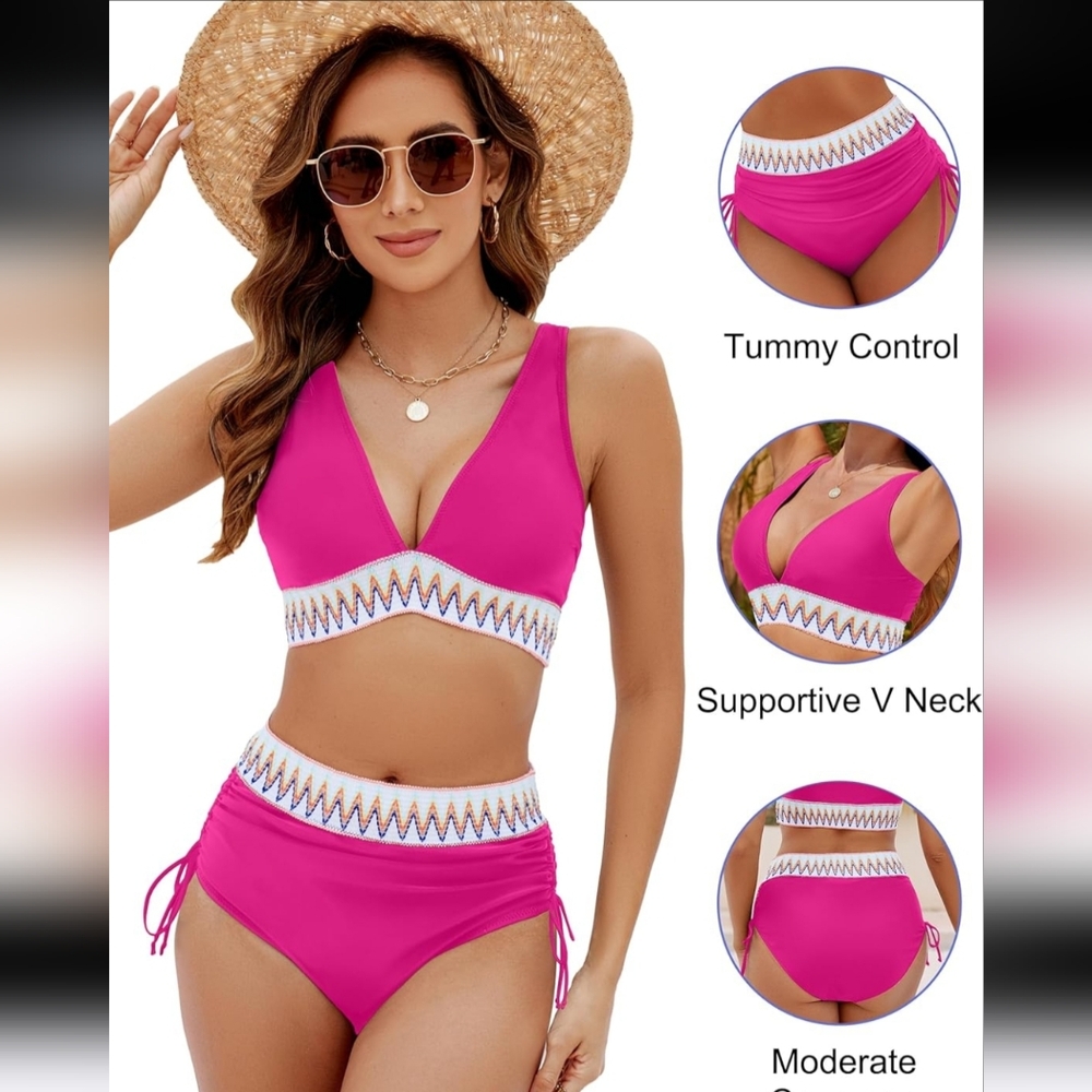 Nwt Size L Pink V-Neck Bikini